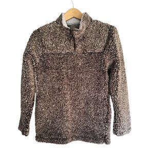 CLASS CLUB- KIDS FAUX FUR LONG SLEEVE SIDE POCKETS HALF ZIP SWEATER SIZE 14/16